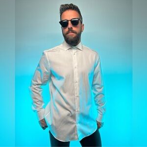 H&M / White Button Down Dress Shirt / Large / Tailored Preppy Hipster Modern